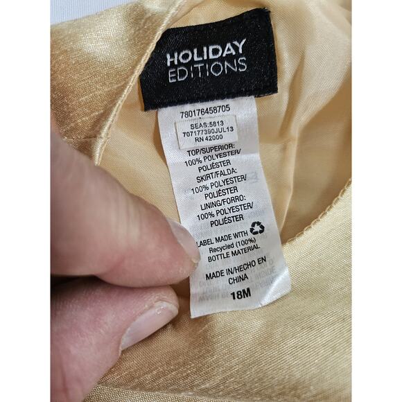 Holiday Editions Girl's Tan Gold Sparkle Dress Size 18M - Picture 9 of 12